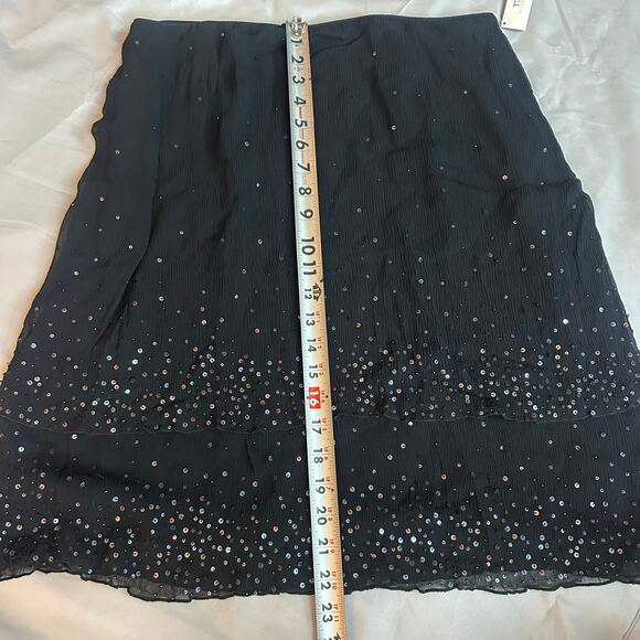Talbots Black Silk Beaded Sequin Tiered Skirt NWT- 12 - Picture 8 of 10